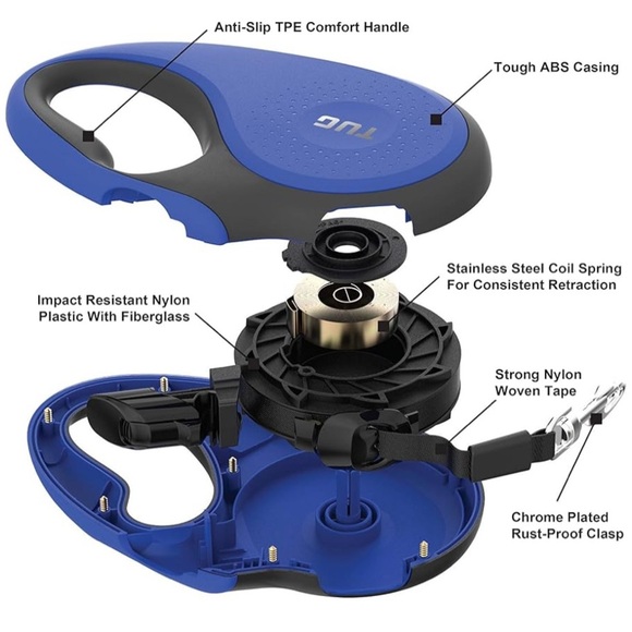 TUG Blue and Black Retractable Dog Leash - Picture 6 of 6